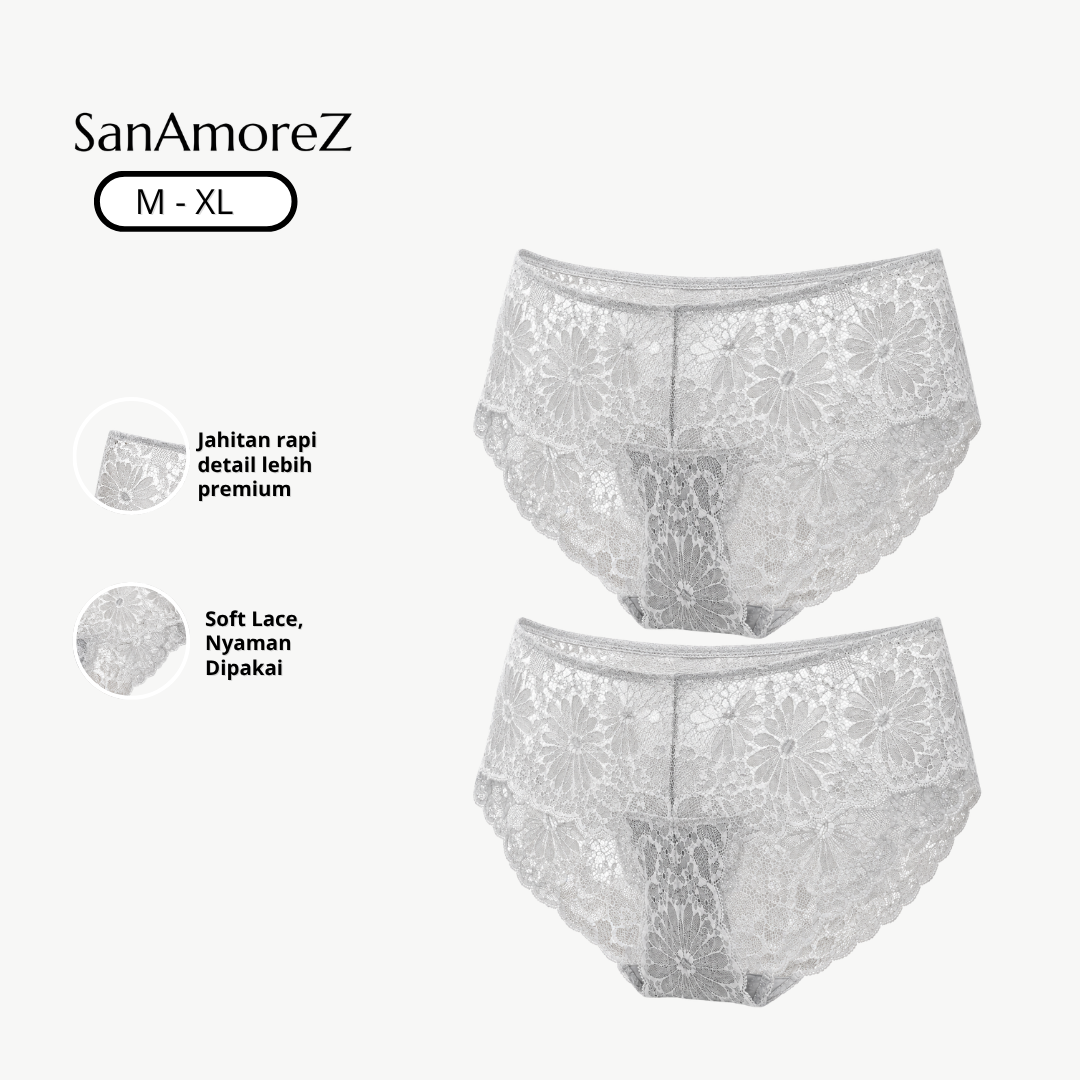 Olivia Boyshort  Celana Dalam Renda Wanita 2 Pcs