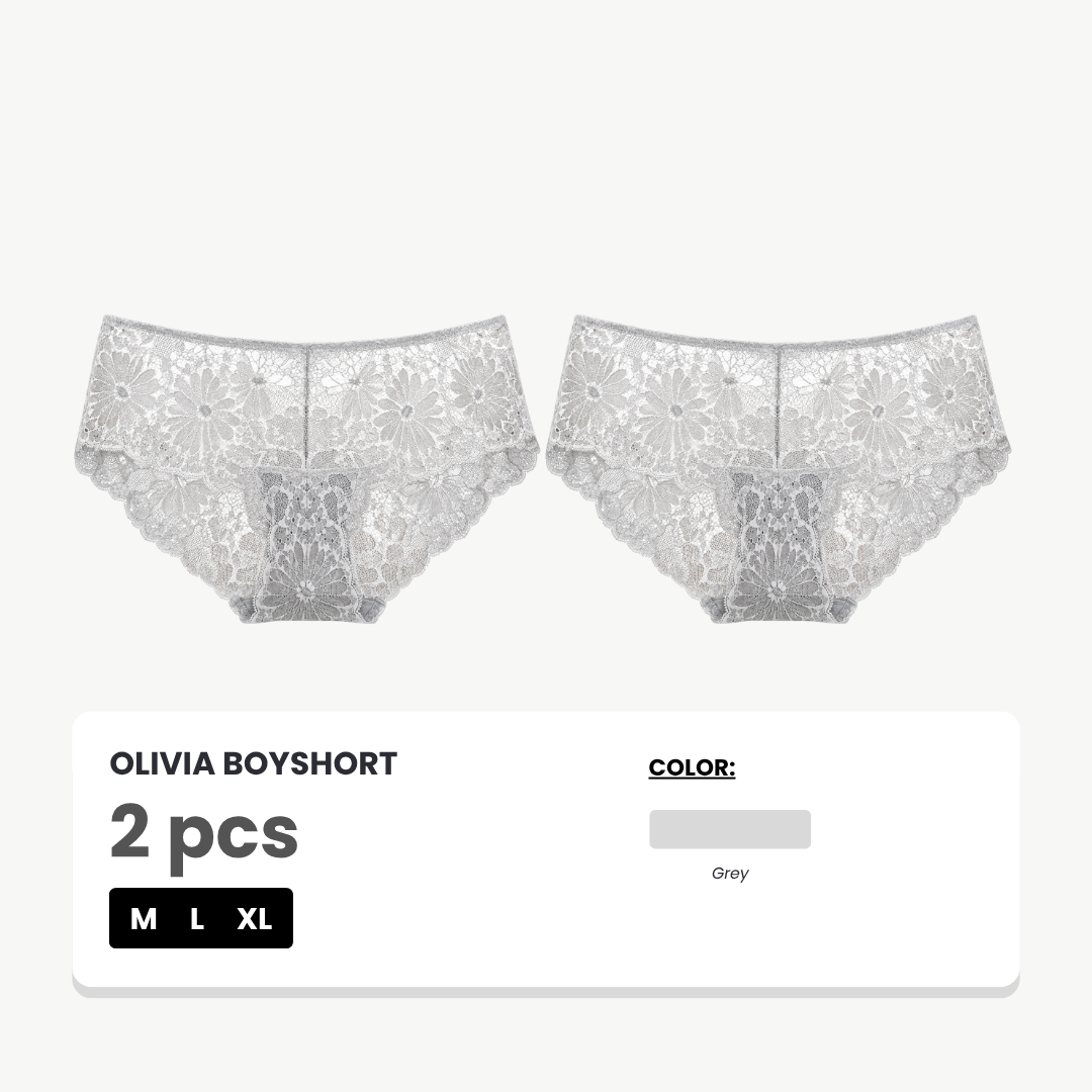 Olivia Boyshort  Celana Dalam Renda Wanita 2 Pcs