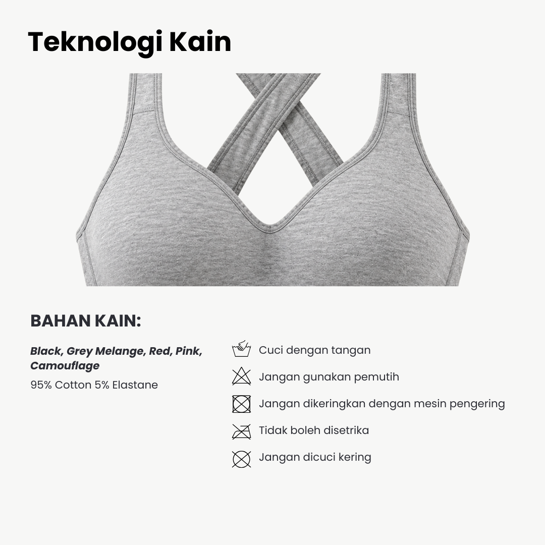 Acacia Bra Olahraga Busa Tipis Katun