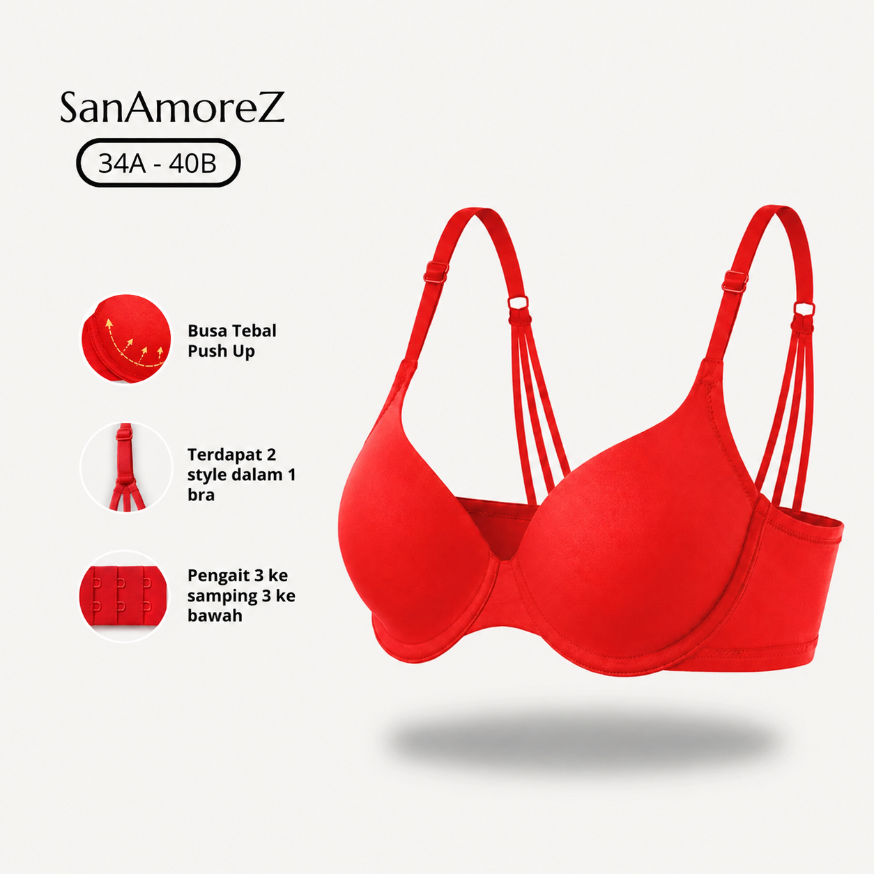 Rotesser Bra Kawat Busa Tebal Pushup